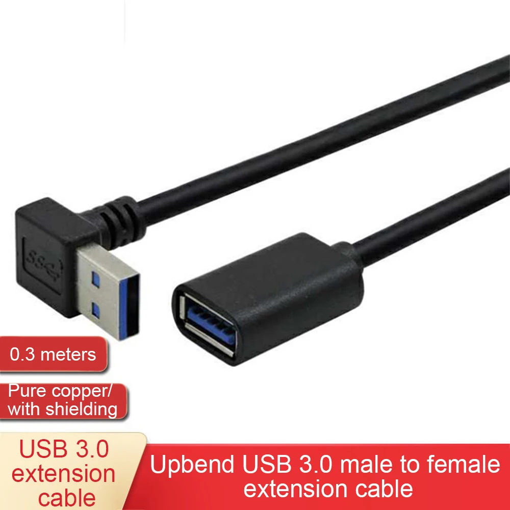 1/2KS Predlžovací Kábel USB 3.0 Mužov a Žien Pravý Uhol 90 Stupňov USB Adaptér HORE/Dole/Vľavo/Vpravo Cabo USB 0,2 M3