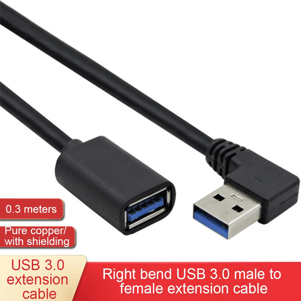 1/2KS Predlžovací Kábel USB 3.0 Mužov a Žien Pravý Uhol 90 Stupňov USB Adaptér HORE/Dole/Vľavo/Vpravo Cabo USB 0,2 M4