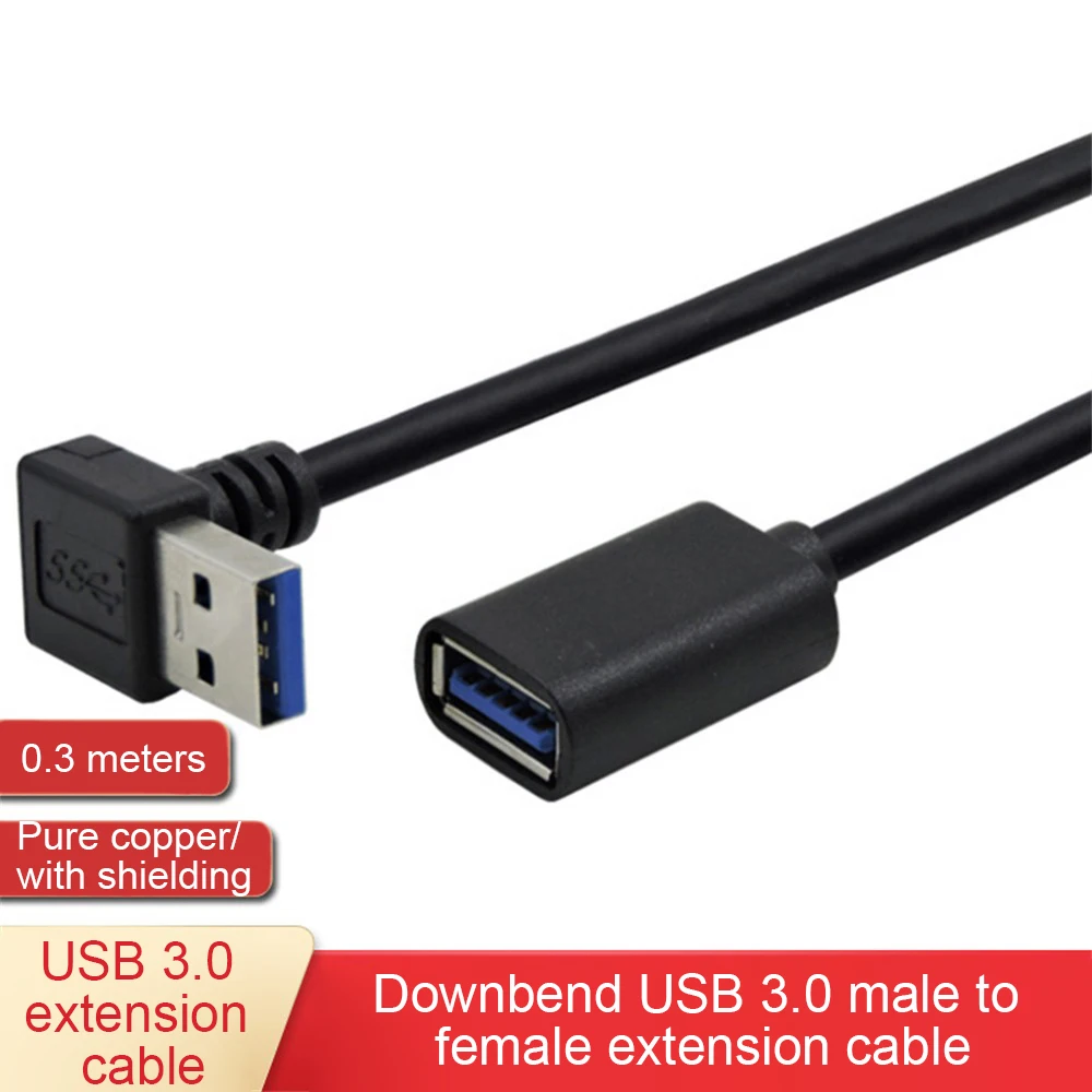 1/2KS Predlžovací Kábel USB 3.0 Mužov a Žien Pravý Uhol 90 Stupňov USB Adaptér HORE/Dole/Vľavo/Vpravo Cabo USB 0,2 M5