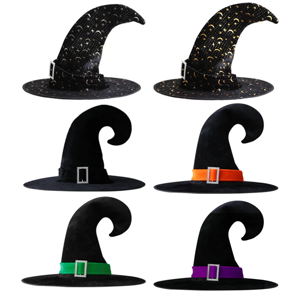 1 Ks Čarodejnice Klobúk Halloween Black Hot Zlato Čarodejnice Klobúk Dovolenku Strany Dodáva Farbu Zlata Čarodejnice Klobúk Maškaráda Zdobiť Čarodejnice Klobúk1