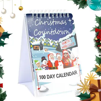 100 Deň Vianočné Odpočítavanie Kalendár Odolné A Vysoko kvalitné Slávnostné Časovač Stolový Kalendár Tear-Off Časovač Kalendár