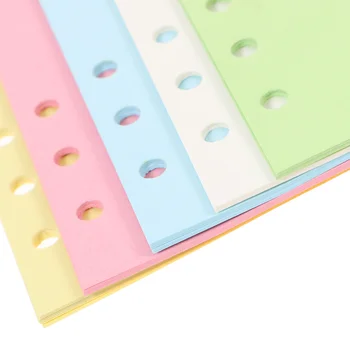 100 Listov 6-Jamkové Voľné-Listový Papier pre Plánovač Notebook Binder Náhradnú Náplň Farebné