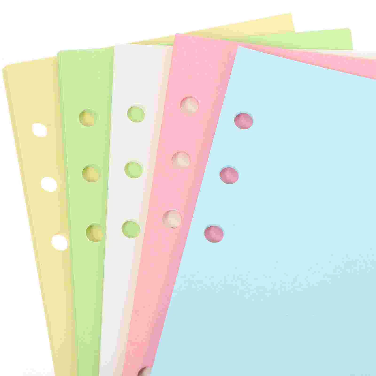 100 Listov 6-Jamkové Voľné-Listový Papier pre Plánovač Notebook Binder Náhradnú Náplň Farebné2