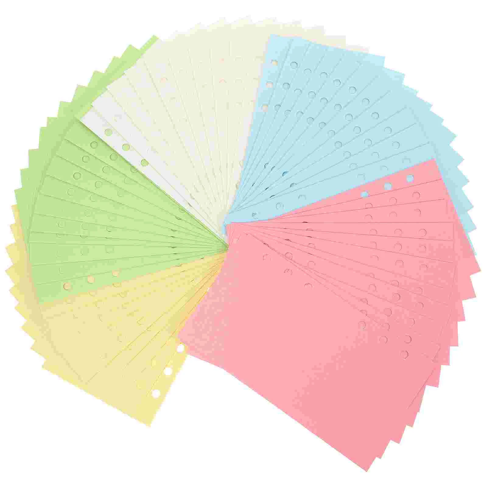 100 Listov 6-Jamkové Voľné-Listový Papier pre Plánovač Notebook Binder Náhradnú Náplň Farebné4