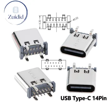 10pcs/5pc TYP-C, USB 14Pin Vertikálne Konektor Plug-in Female Zásuvka USB Konektor DIP 180° In-line Rýchle Nabíjanie, Nabíjanie Výška 10.0
