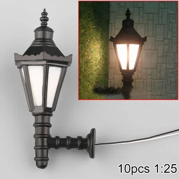 10Pcs Led Lamppost Svietidlá Nástenné Svietidlá Model v Mierke 1:25 3V Svetlo Model Vlak Železničnej Park Lampy Miniatúrne Lanscape Ornament