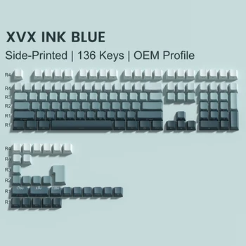 136 Kľúče Gradient Ink Blue Double Shot presvitať Keycaps OEM Profil Strane Tlače PBT Keycaps pre Gateron MX Prepínače Klávesnice