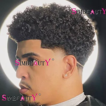 15 mm Afro Kučeravé Odolné Neviditeľné Transparentné Pokožky Toupees African American Ľudské Vlasy, Parochne Mens Microskin Kapilárnej Protéza