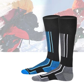 1Pair Lyžiarske Ponožky Hrubé Športové Ponožky Snowboard Cyklistika, Lyžovanie Futbal Ponožky Mužov Absorpcie Vlhkosti Vysoko Elastická Tepelnej Ponožky