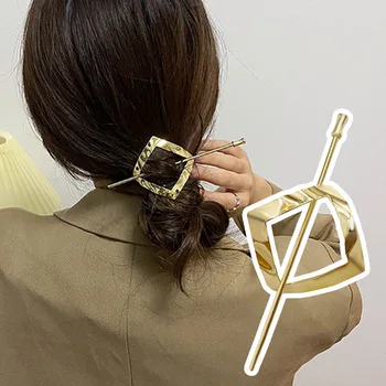 1PC Zlato Kovových pokrývok hlavy Vlásenky Vlasy Stick Copu Držiteľ Moderný vlasový Styling Nástroje Geometrického Ženy