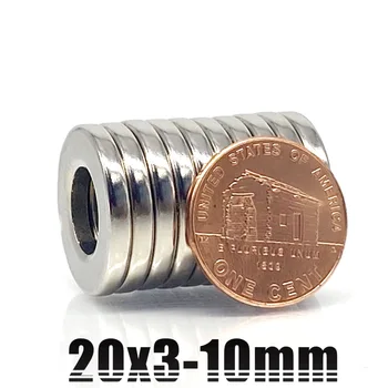 2/5/10/50pc D20x3 Super Silné Kola Neodýmu Krúžok Magnety 20 mm x 3 mm Otvor: 10 mm Vzácnych Zemín N35 ndfeb Neodýmu 20x3-10
