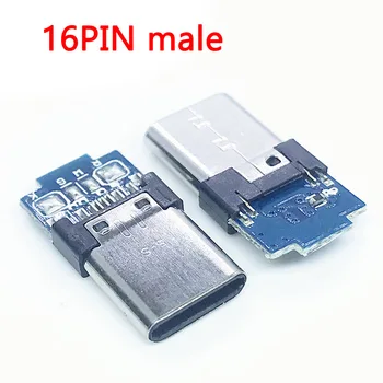 2-5pc Typu C, USB 3.1 Konektor 16PIN Rýchle Nabíjanie Muž Nitovanie Zástrčky Spájkovať Drôty Vhodný Pre Samsung S8S9 Telefóny atď.