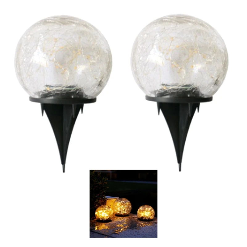 2 ks Vonkajšie Slnečné Vodotesné Svietidlo Crack Loptu Lampa, Zem Krajiny Dekorácie LED Svetla Dekorácie3