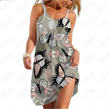 2023 Nové Sexy Plážové Sukne Vintage Kvet 3D Tlač dámske Šaty bez Rukávov Havajské Temperament Plážové Sukne Dievča Domov Pyžamá