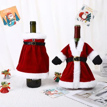 2023 Nové Veselé Vianoce Fľaša Vína Kryt Vianoce Červená Formálne Šaty Šampanské Botle Dekor Tvorivé Noel Tabuľka Večera Dekorácie
