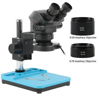 3.5 X 7X Zväčšenie 50X Kontinuálne Binokulárne Stereo Mikroskopom 0,5 X 0.7 X Barlow Cieľ Objektív Pre Objekty Pozorovania