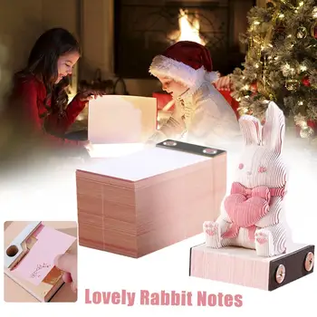 3D Bunny Memo Poznámka Papier 3D Umenie poznámkový blok Papiera Trhať Pad Kocka Kawaii Papier Králik Papier Príslušenstvo Bunny Odhaliť Mimo Stôl I0Z8