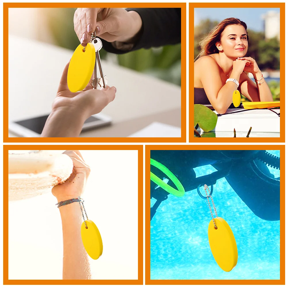 4 Ks Žltá Dekor Boja Tlačidlo Float Dodávok Vodné Športy Keychain Plávajúce Surfovanie Pu Lodičky Musí Chýbať Kľúče Skladovanie4