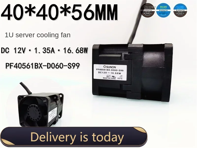 40*40*56MM Nové PF40561BX-D060-S99 1U Server 4056 12V 16.68 W PWM regulácia Teploty Ventilátor0
