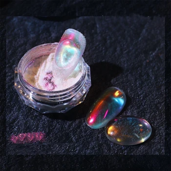 40JD Dúhové Nechty Prášok Rainbow Dewdrop Zrkadlový Efekt Pigment Jar pre Nail Art Farebné Rozprávky Ponárania Prášok