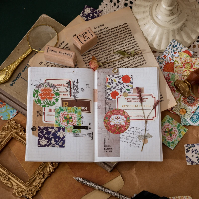 46Pcs Mni Box strane nálepky perzský dekoratívne Etnický štýl vzor karty Album Zdobiť Papiernictvo DIY 4CM2