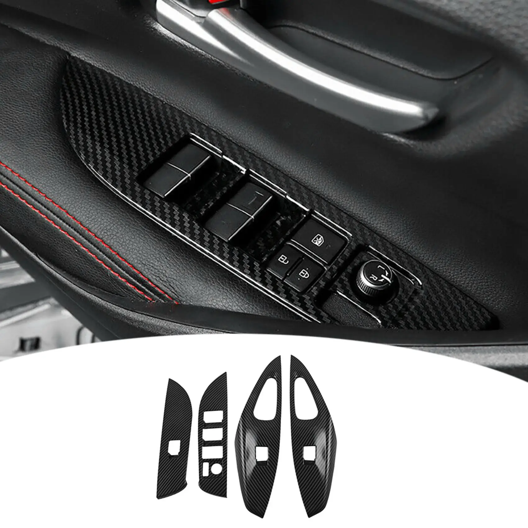 4Pcs Auto okenného Skla Výťah Tlačidlo Spínača Kryt Čalúnenie Dverí, lakťová opierka Panel pre LHD Toyota Corolla Kríž 2019 20202