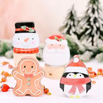 4pcs Vianočné Plech Box Santa Snehuliak Perník Muž Candy Darčekový Skladovanie Nádoba