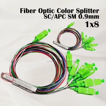 5 ks/veľa 1X8 PLC Optický Splitter Farba SC/APC SM 0,9 mm Optický Splitter Nerovné G657A1 PVC 1m