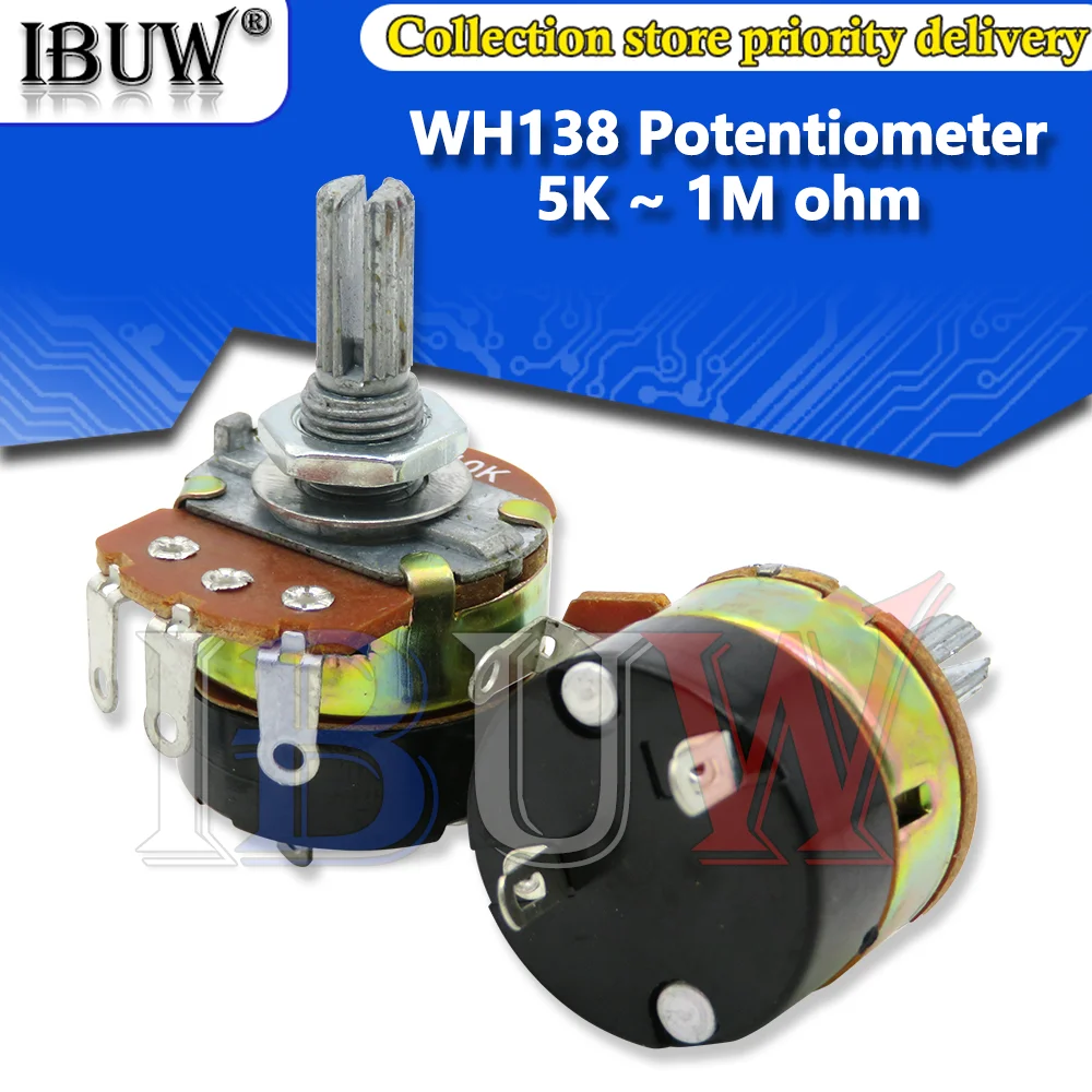 5 KS WH138 nastaviteľný odpor rýchlosti regulátor s vypínačom potenciometer WH138-1 B5K B10K B20K B50K B100K B250K B500K 10K 100K0