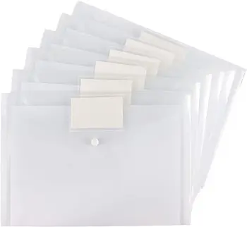6 Pack Jasné Dokument Zložky Plastové Obálky Poly Obálky Súbor Obálky s Štítok Vrecku a Modul Tlačidlo pre Domáce Práce