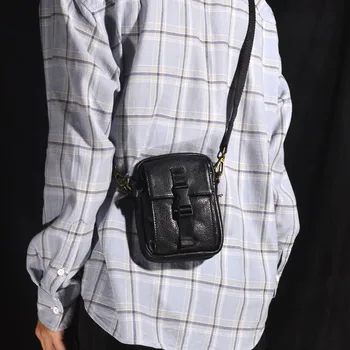 AETOO Mini vrchnú vrstvu cowhide mobilný telefón taška Crossbody malé námestie taška Trend taška cez rameno Klasické kožené malé pás pack de