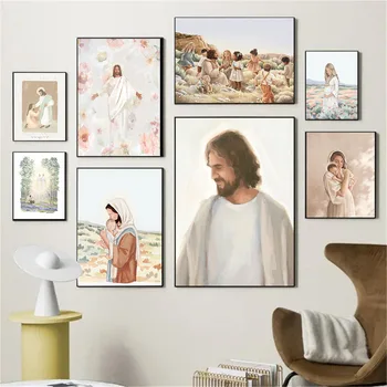 Akvarel Ježiša Krista Umenie Maľba Obraz Kresťanskej Dekor Ježiš LDS Portrét Plagát Krista Wall Art Plátno, Vytlačí Dekorácie