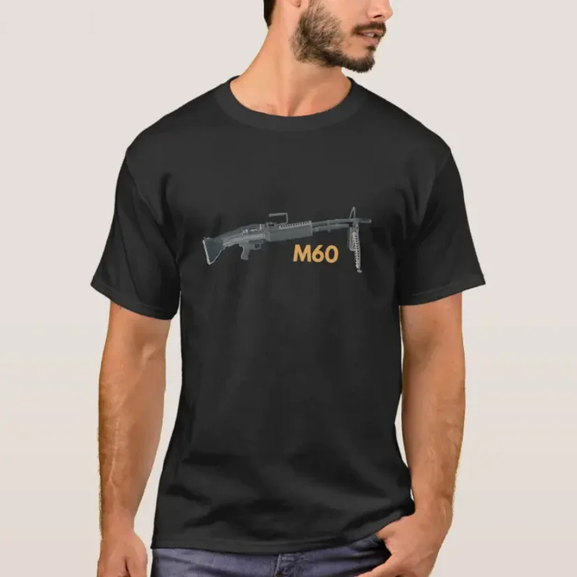 Americký Guľomet M60 T-Tričko 100% Bavlna O-Krku Lete Krátky Rukáv Ležérne Pánske T-shirt Veľkosti S-3XL0
