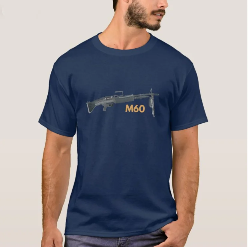 Americký Guľomet M60 T-Tričko 100% Bavlna O-Krku Lete Krátky Rukáv Ležérne Pánske T-shirt Veľkosti S-3XL1
