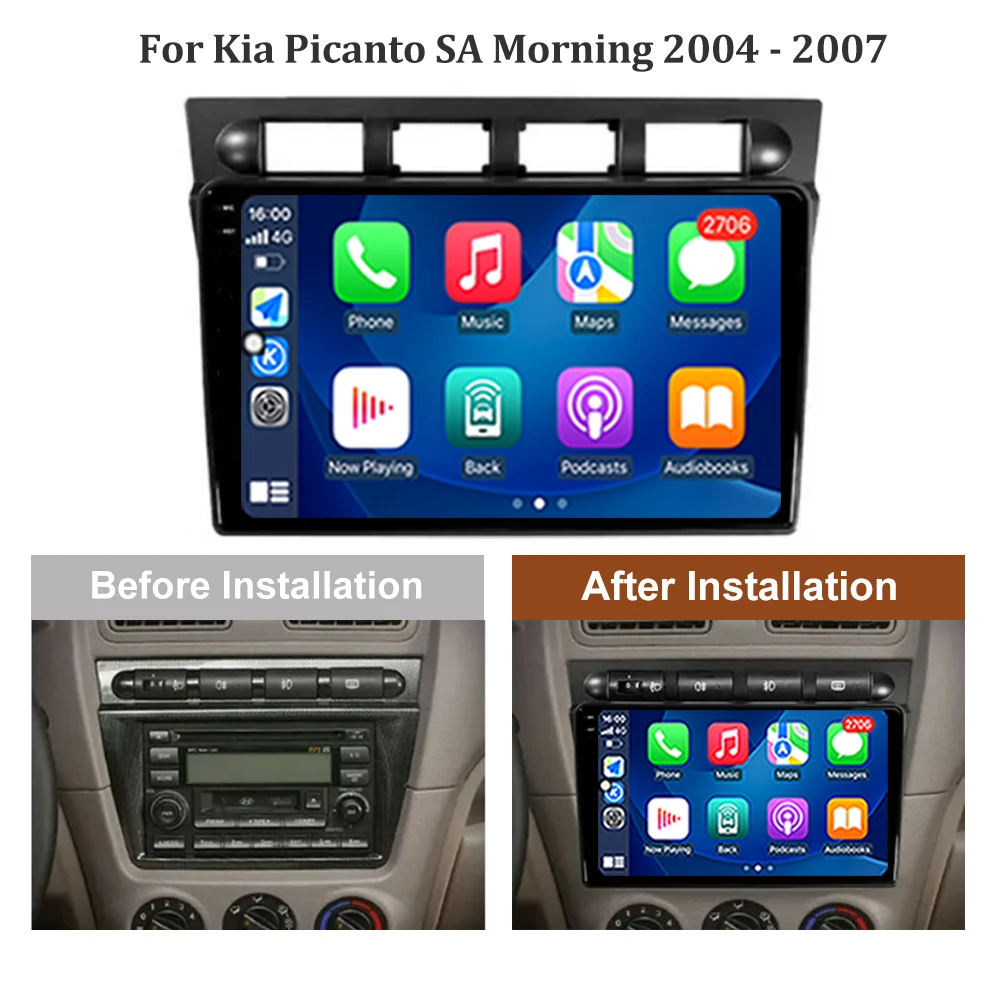 Android 13 Pre Kia Picanto SA Ráno 2004 - 2007 Auto Rádio Multimediálny Prehrávač Navigáciu Stereo GPS Auto Hlavu Jednotka Č 2Din DSP5