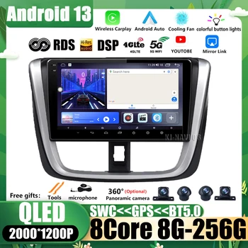 Android 13 WIFI 4G IPS QLED Displej GPS Navigácie Pre Toyota Vios 2016-2018 DSP Car Multimedia Rádio, Prehrávač dvd č 2 din