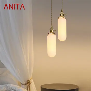 ANITA Moderné Mosadz Prívesok Svetlo LED Nordic Tvorivé Jednoducho Keramiky Visí Lampa Pre Domáce Jedáleň, Spálňa, Nočné