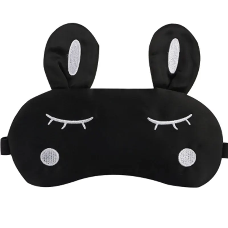 ATOMUS Bunny Hodváb Spanie Maska Eyepatch Roztomilý Králik Čierny Odtieň Očí Patch Roztomilý Prenosné zaviazanými očami Pomoci Starostlivosti Nástroj Č Ice Taška1