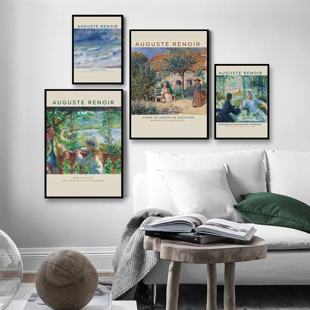 Auguste Renoir Plagát Záhrada Stvol Plátno Na Maľovanie Retro Výstave Umenia Žena Šije Tlač Seascape Stenu Obrázok, Obývacia Izba Dekor1