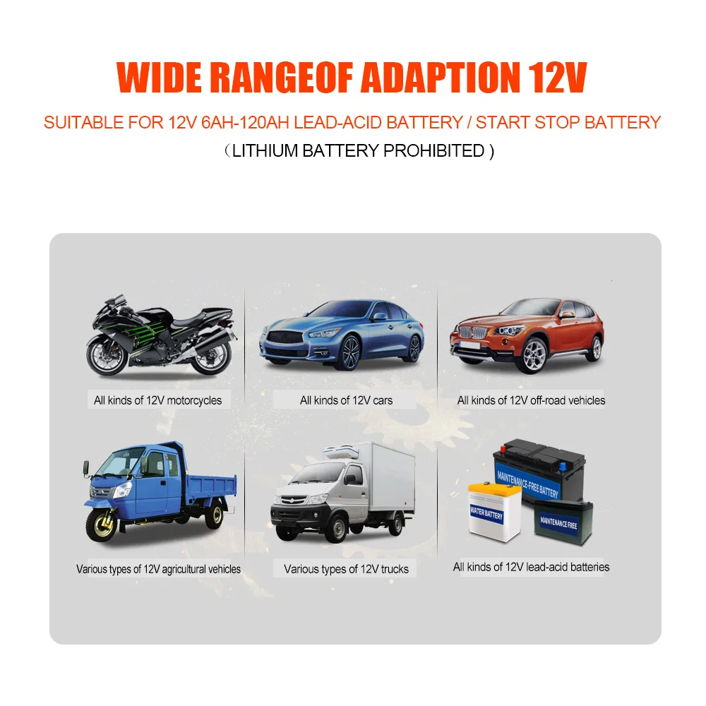 Auto Moto Viesť Intelligent Auto, Motocykel, Batérie, Nabíjačky, Digitálny LCD Displej 12V 5/6A Olovené Batérie-Nabíjačky5