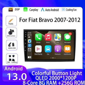 Autorádio Android 13 Fiat Bravo 2007-2012 Autoradio Audio Stereo Multimediálny Prehrávač Videa 2 Din GPS Navigácie Carplay 4G, DVD