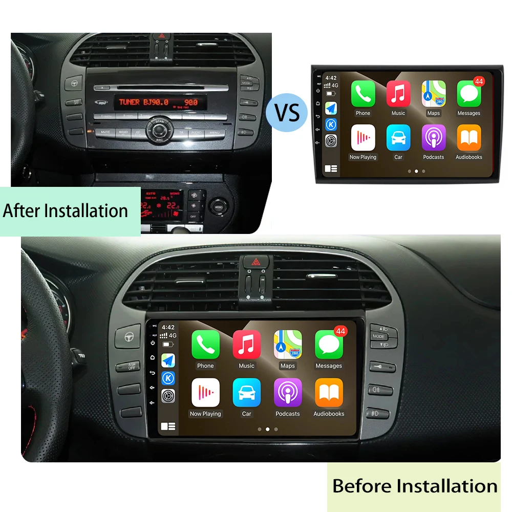 Autorádio Android 13 Fiat Bravo 2007-2012 Autoradio Audio Stereo Multimediálny Prehrávač Videa 2 Din GPS Navigácie Carplay 4G, DVD5