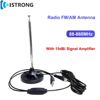Bezdrôtové Rádio FM/AM Anténa S 15dBi Signálu Zosilňovač 88-860MHz Dlhý Rad Booster Magnetické Základne pre Domáce Auto Enhanced DAB+