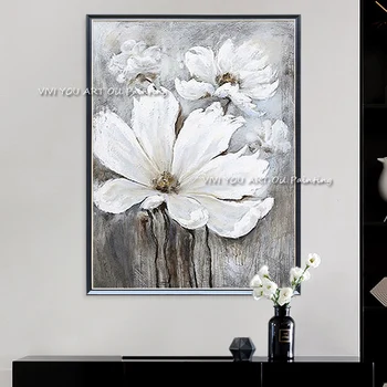 Biele Kvety Ručne Olejomalieb Moderné Nástenné Art Obrázky 2 Kusy Domova Spálne Vstup Obrazy Umenie