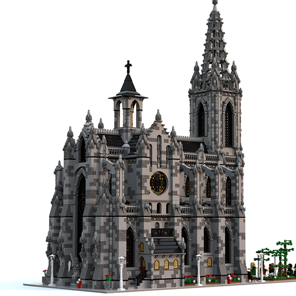 BuildMoc Modulárny Katedrála Kostol Stavebné Bloky Nastaviť Retro Architektúry Zber Model DIY Dom Tehla Hračky Pre Deti Darček0