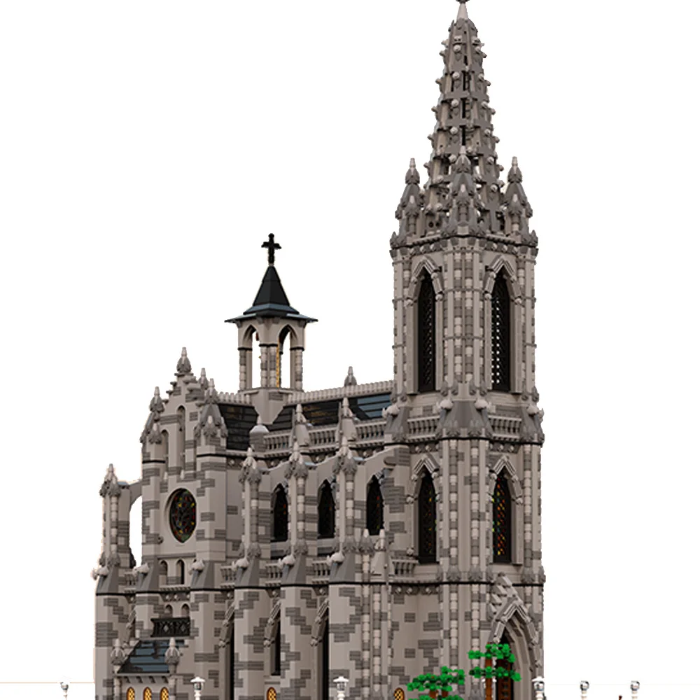 BuildMoc Modulárny Katedrála Kostol Stavebné Bloky Nastaviť Retro Architektúry Zber Model DIY Dom Tehla Hračky Pre Deti Darček1