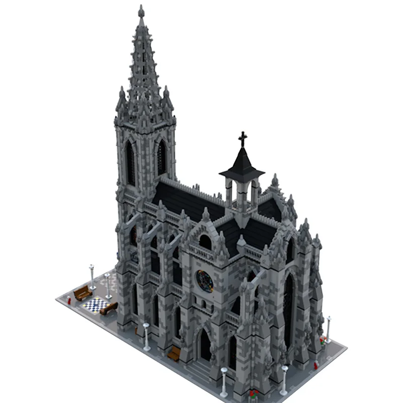 BuildMoc Modulárny Katedrála Kostol Stavebné Bloky Nastaviť Retro Architektúry Zber Model DIY Dom Tehla Hračky Pre Deti Darček2