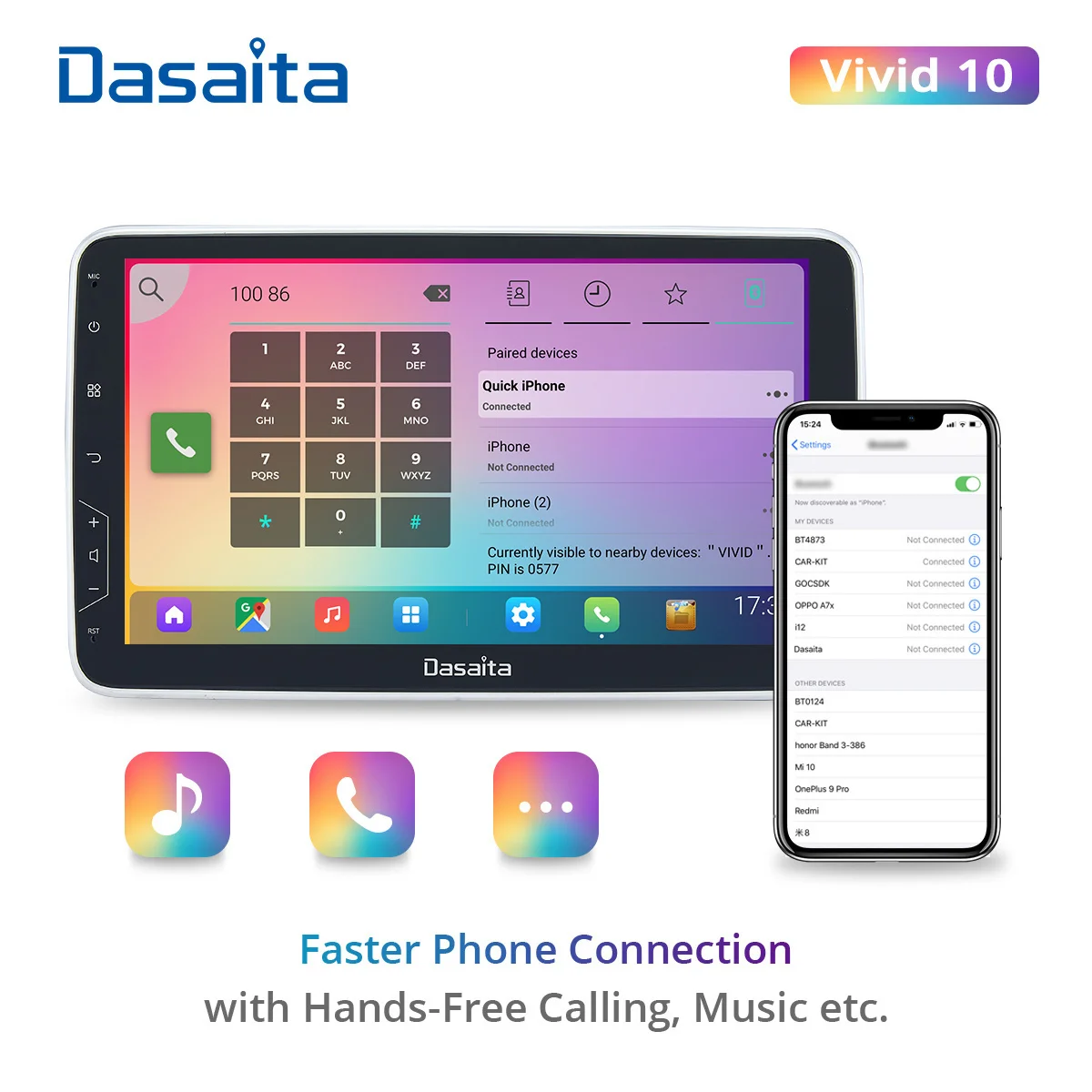 Dasaita Živé autorádia 2 Din Android hrať Auto stereo 10.2