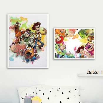 Deti Kreslený Film Charakter Plátno Plagáty a Vytlačí Akvarel Škôlky, Umelecké Maľovanie na Stenu Obrázok, detská Izba Decor
