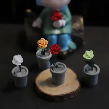 Doll House Kvet Miniatúrne Krásne Predstierať, Že Hrať Foto Prop Vzdelávacie Domček Pre Bábiky Kvetináče Deti Hračky